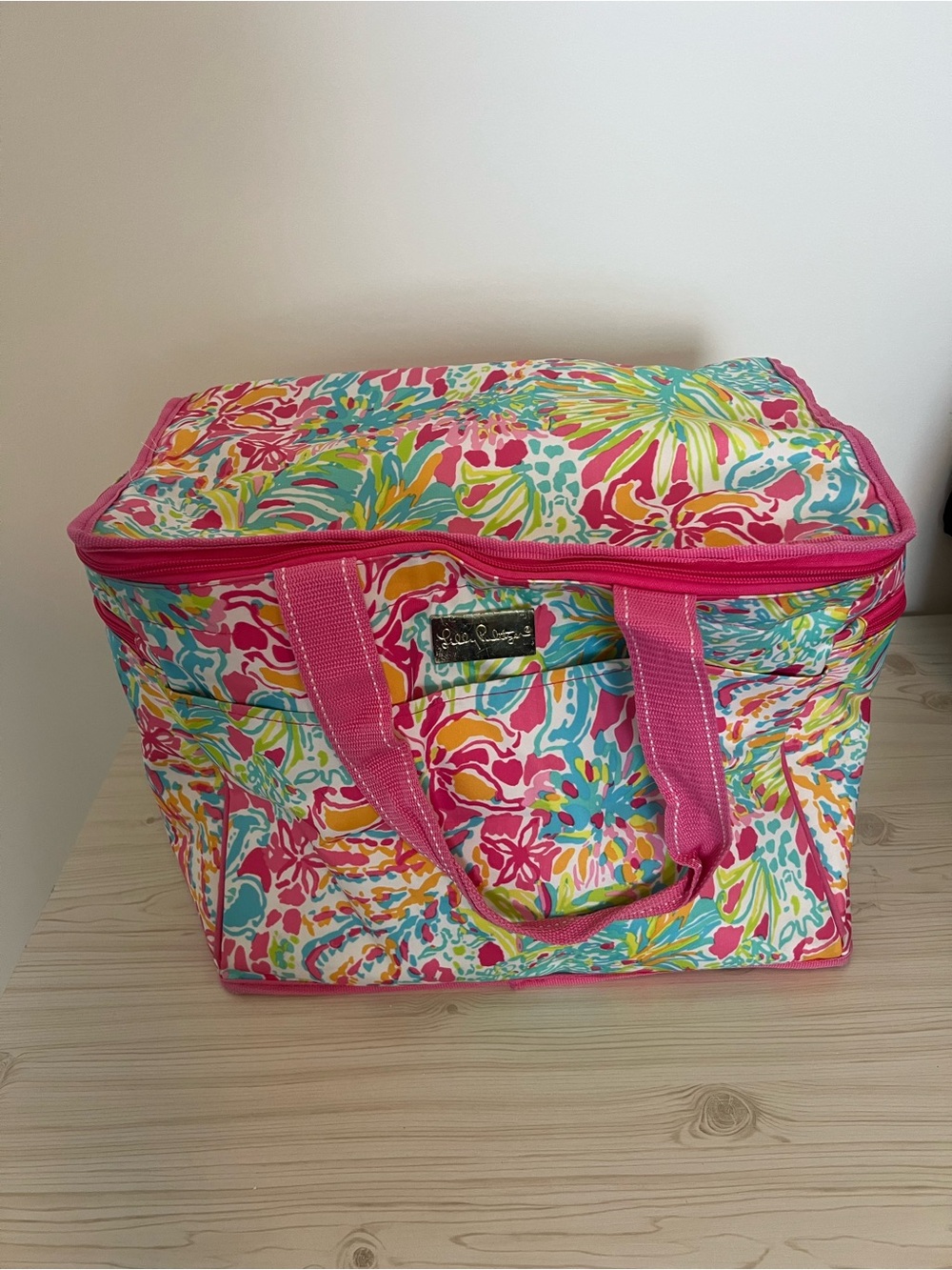 Lilly Pulitzer Multicolor Floral Insulated Tote with Pink Trim